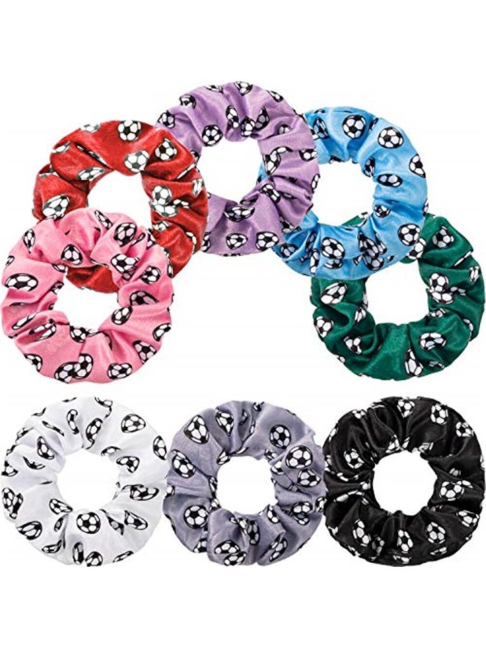WILLBOND 8 Pcs Soccer Hair Scrunchies Colorful Soccer for Girls